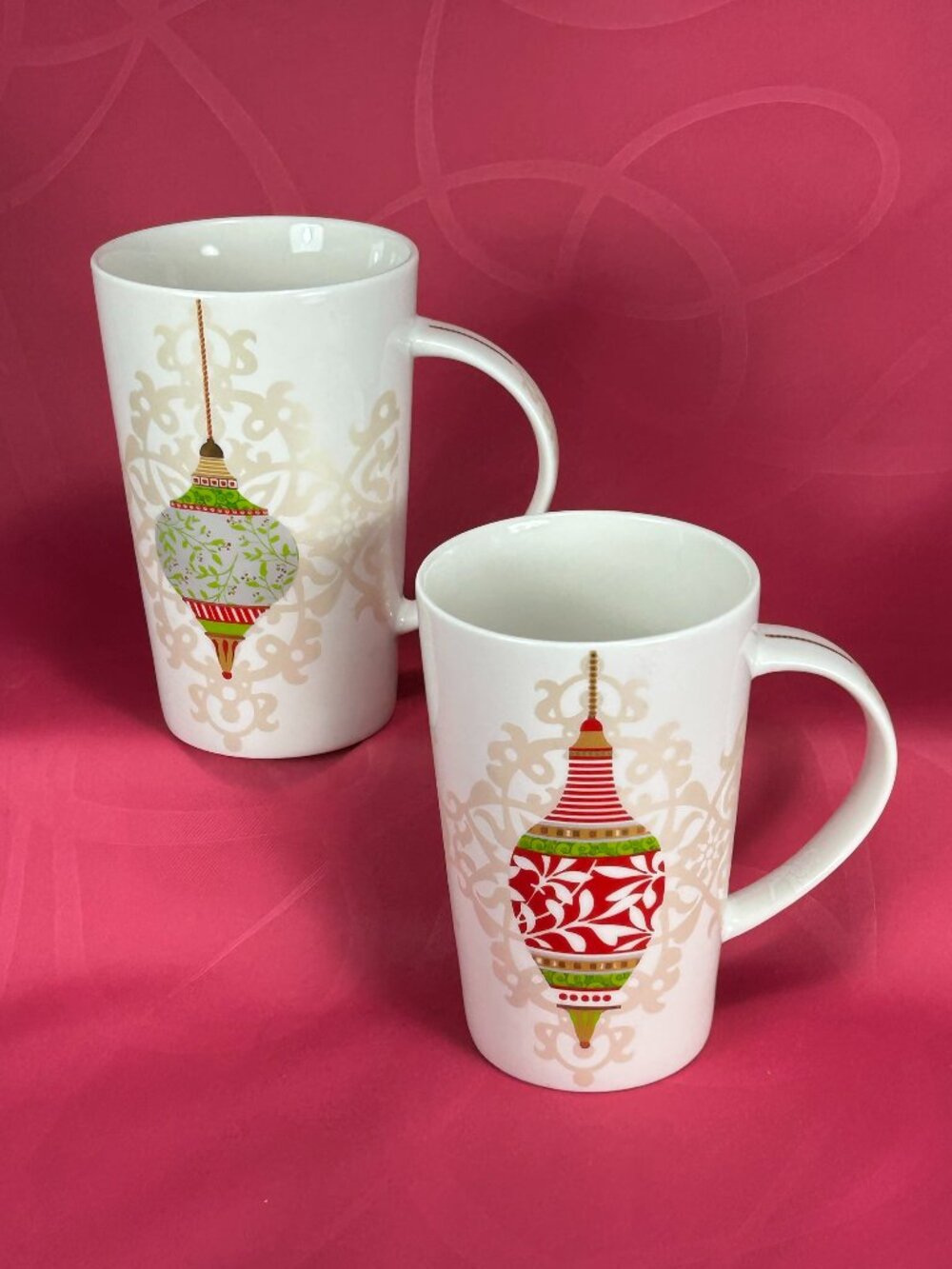 Maxwell & Williams , pair of colorful Bauble Christmas coffee mugs